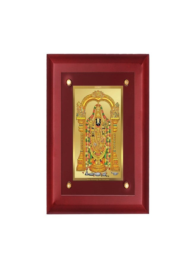 DIVINITI Tirupati Balaji Gold Plated Wall Rectangular Photo Frame,Table Décor|Mdf 2.5 Wooden Wall Photo Frame And 24K Gold Plated Foil|Religious Photo Frame Idol For Pooja,Gifts Items (25x20Cm) - Image 4